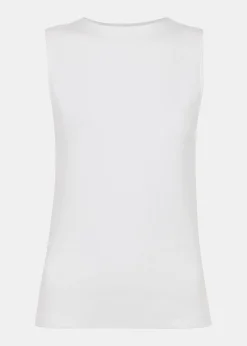 White High Neck Rib Detail Tee