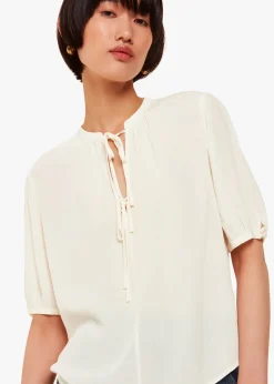 White Jessie Tie Front Blouse