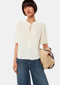 White Jessie Tie Front Blouse