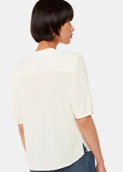 White Jessie Tie Front Blouse