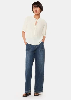 White Jessie Tie Front Blouse
