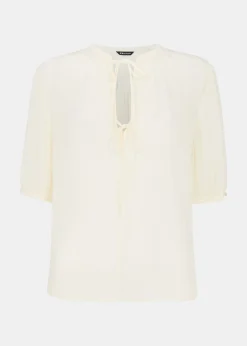 White Jessie Tie Front Blouse