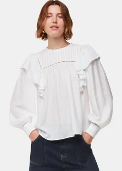 White Johanna Textured Frill Blouse
