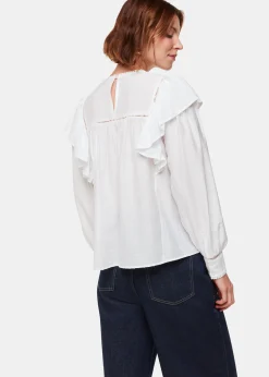 White Johanna Textured Frill Blouse