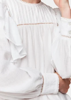 White Johanna Textured Frill Blouse