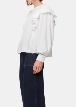 White Johanna Textured Frill Blouse