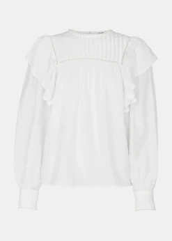 White Johanna Textured Frill Blouse