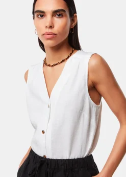White Laura Linen Tank