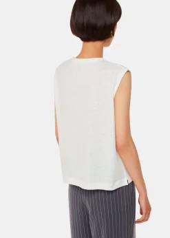 White Linen Button Front Tank