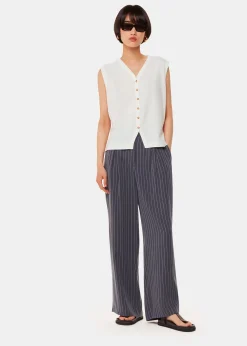 White Linen Button Front Tank