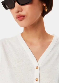 White Linen Button Front Tank