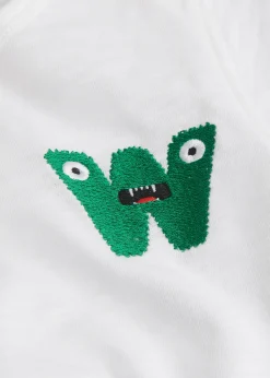 White Monster Embroidered T Shirt