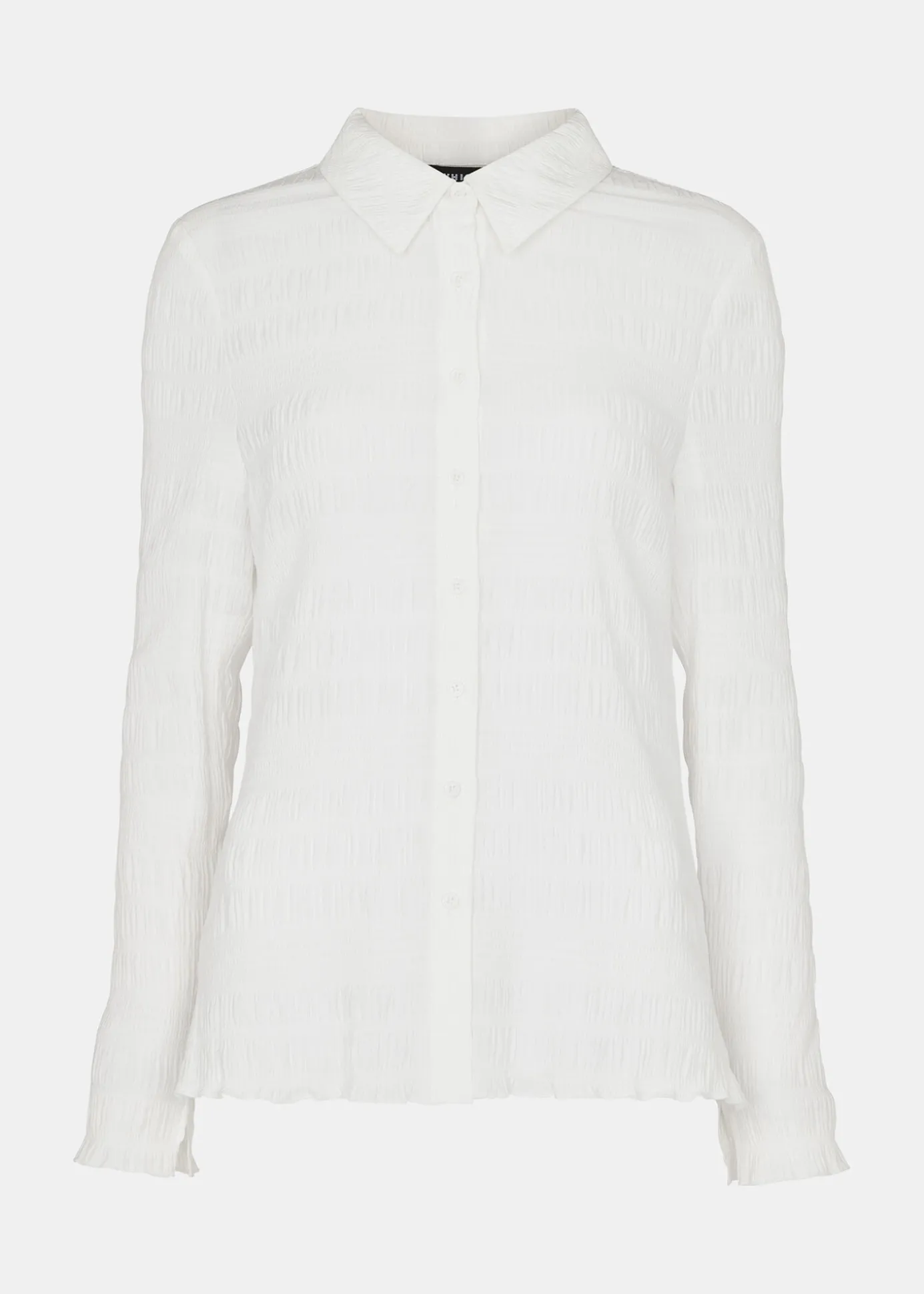 White Plisse Button Front Shirt