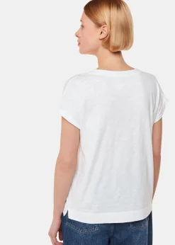 White Willa V-Neck Cap Sleeve Tee