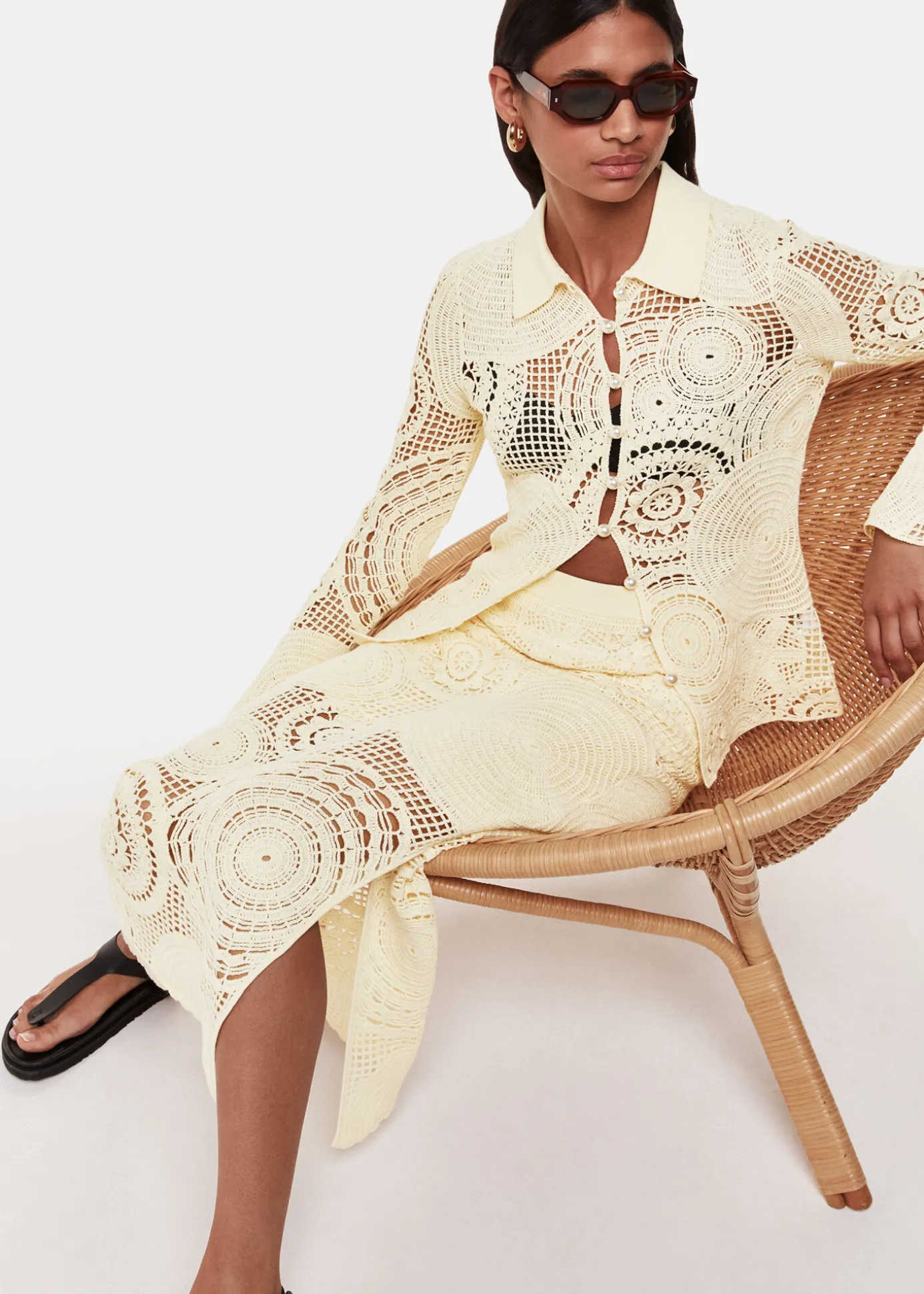 Yellow Crochet Circle Shirt