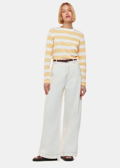Yellow Stripe Crew Neck Pocket Top
