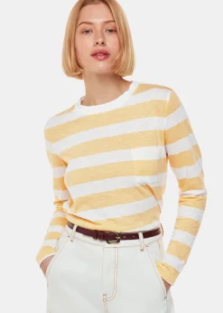 Yellow Stripe Crew Neck Pocket Top