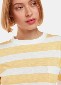 Yellow Stripe Crew Neck Pocket Top