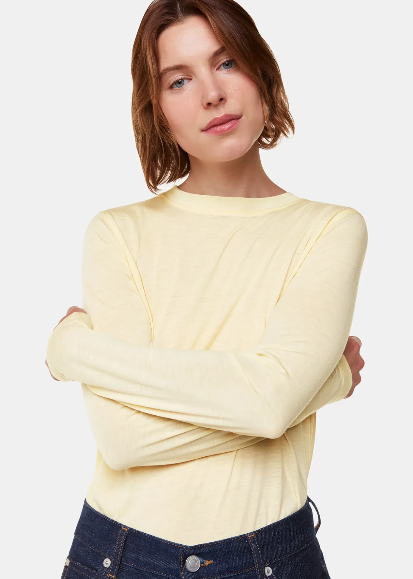 Yellow Wool Blend Crew Neck Top