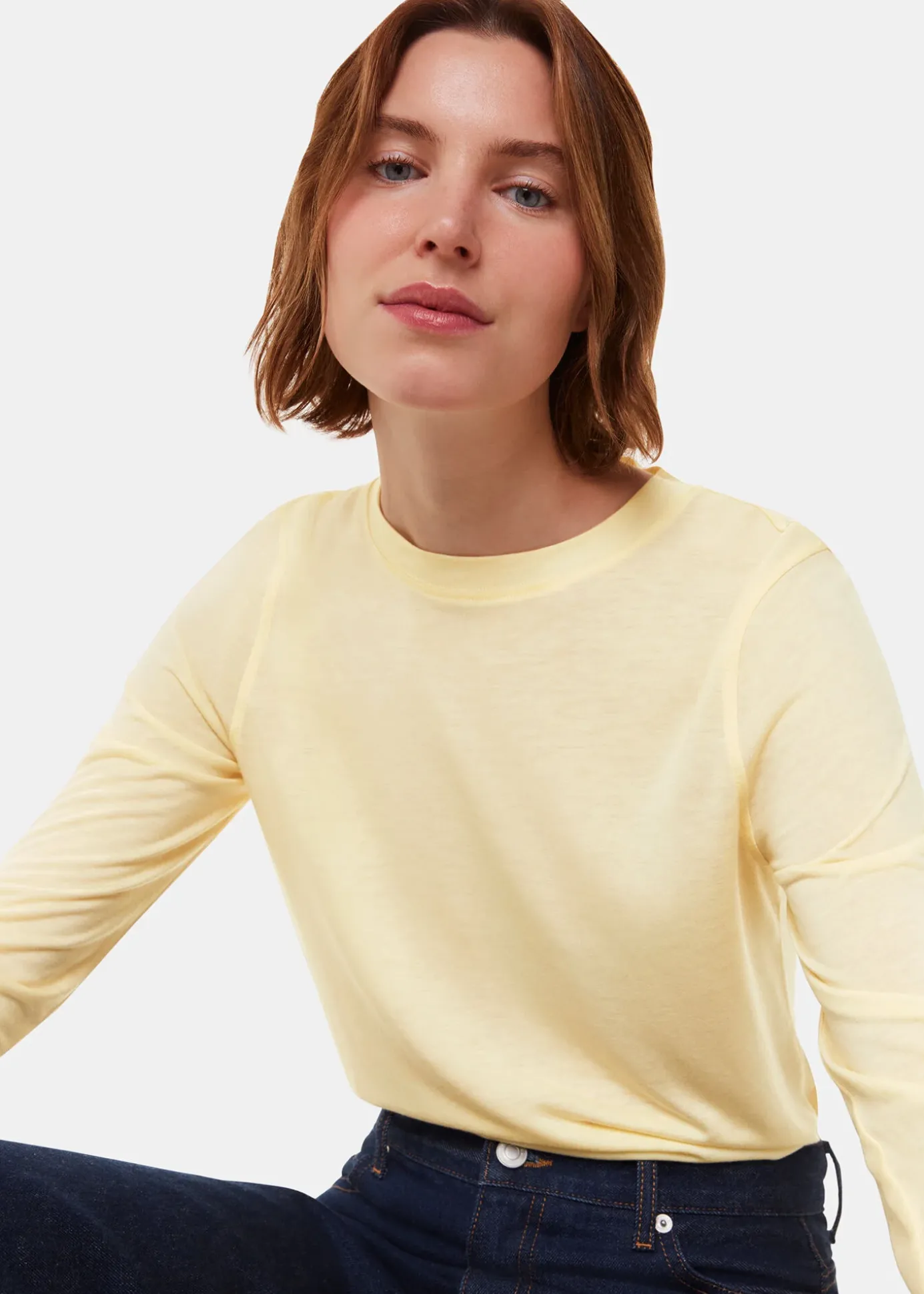 Yellow Wool Blend Crew Neck Top