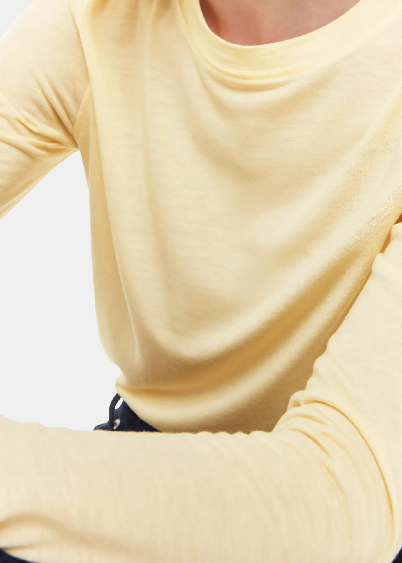 Yellow Wool Blend Crew Neck Top