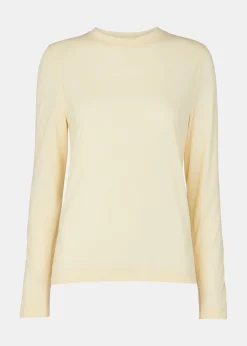 Yellow Wool Blend Crew Neck Top